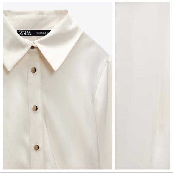 Satin Draped Shirt Dress - Picture 3 of 8